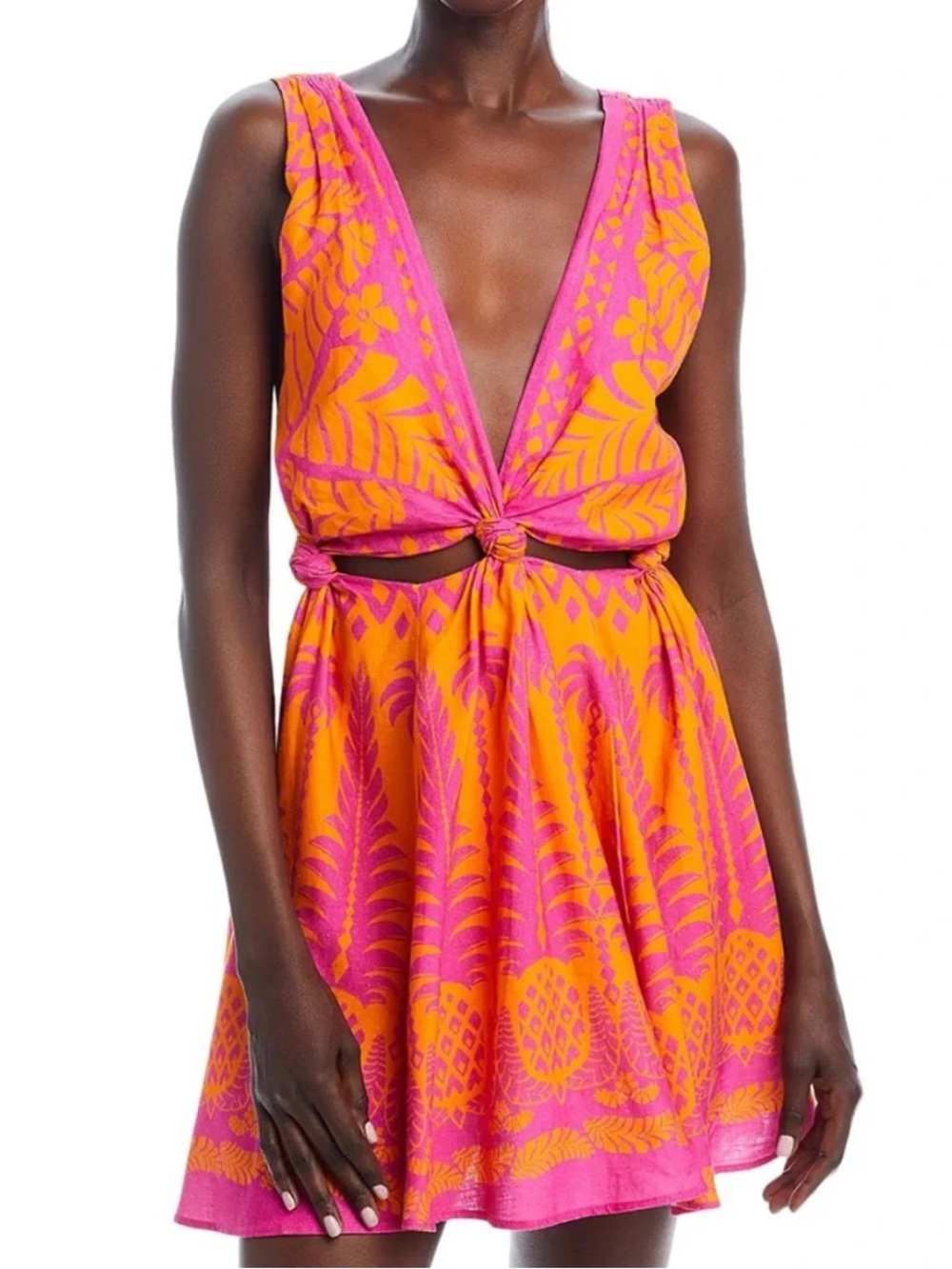 Farm Rio Pineapple Love Orange & Pink Mini Dress